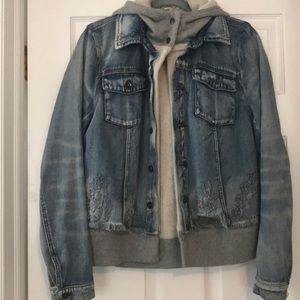 Free People jean and grey sweatshirt jacket. Sz M